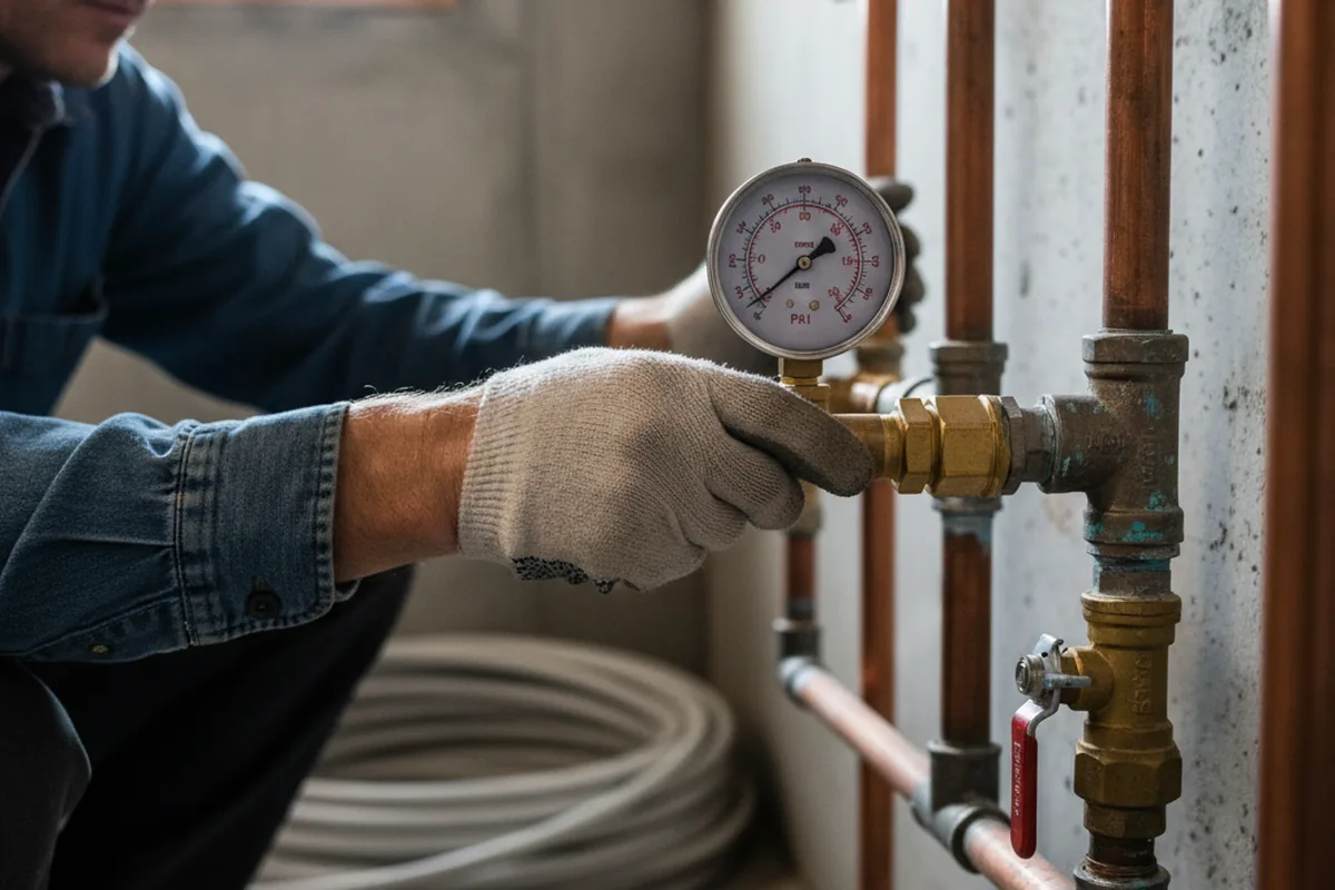 Pressure testing a repaired line during Water Line Repair in Port Isabel